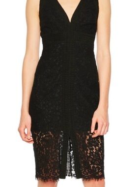 Bardot Black Lace Midi Dress with V-Neck
